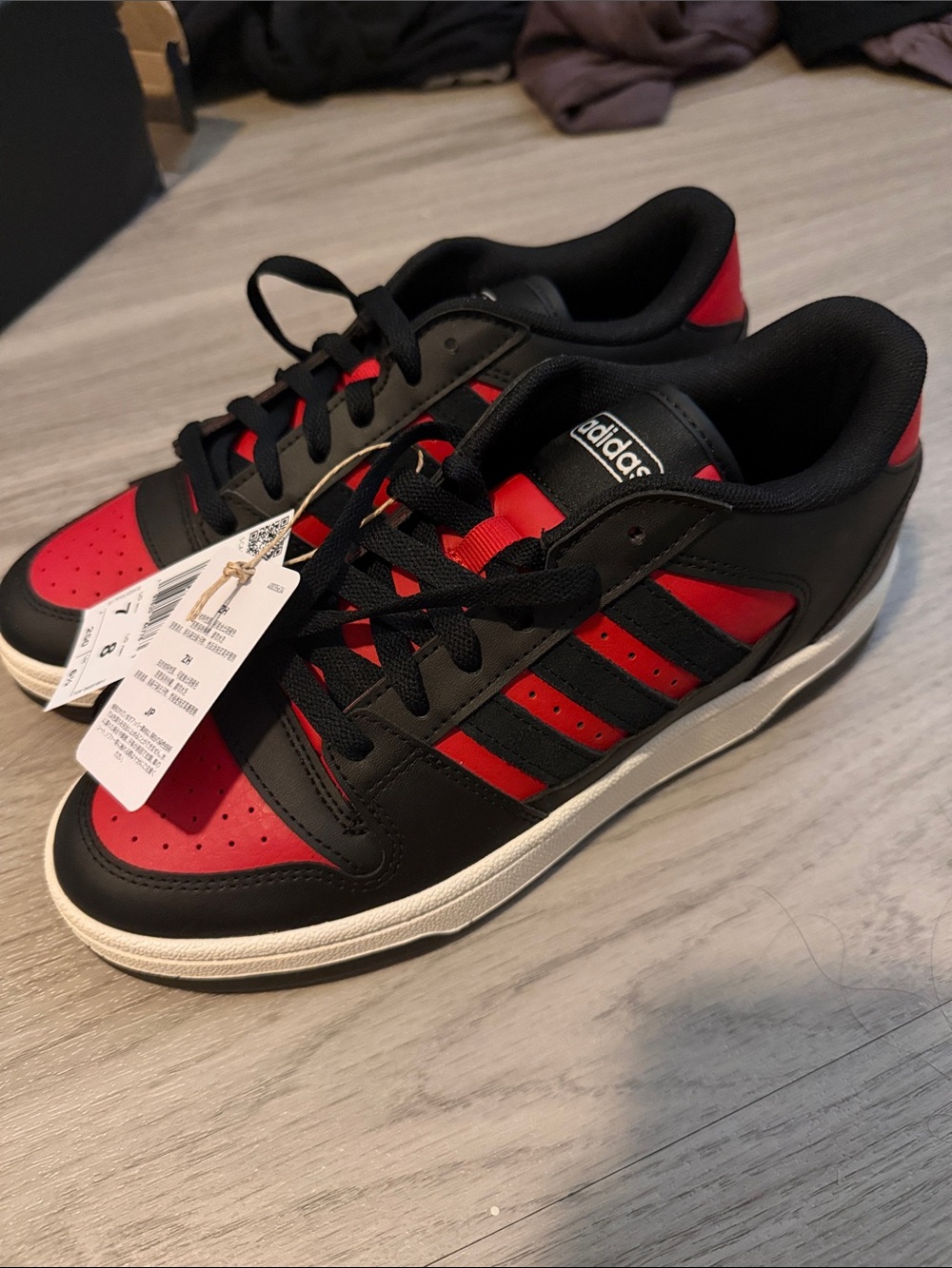 Adidas Black and Red Low-Top Sneakers
